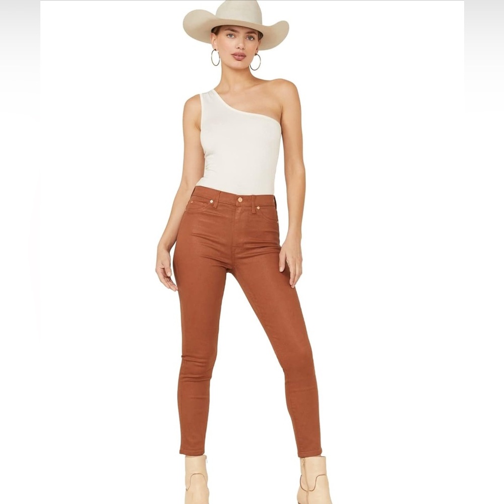 7 For All Mankind Women's Rust Skinny Low Rise Jean.